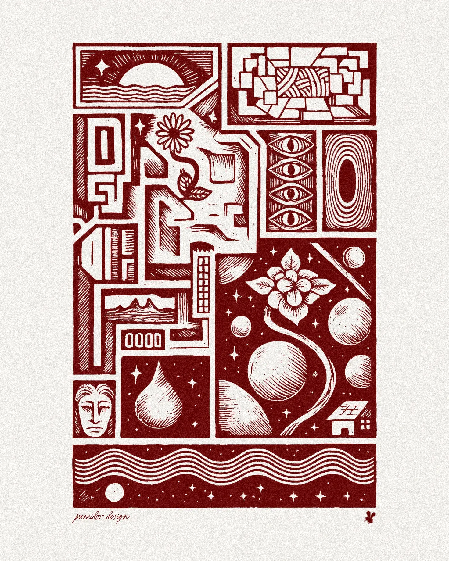 Red Series 02 - red ink illustration from the Pamidor series