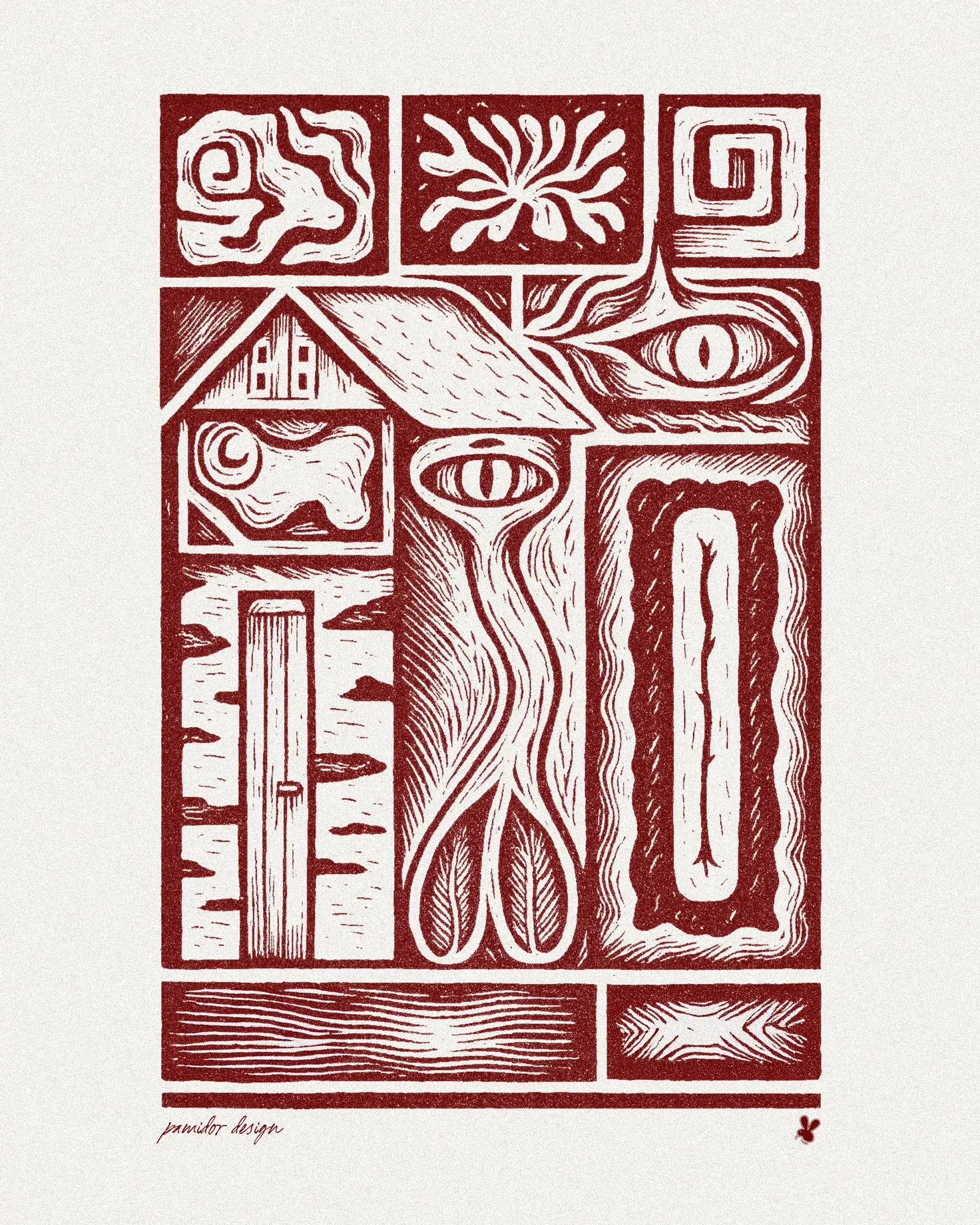 Red Series 03 - red ink illustration from the Pamidor series