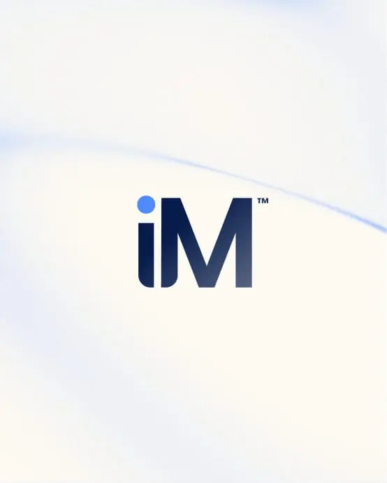 iMotion iM logo on a soft blue-white gradient