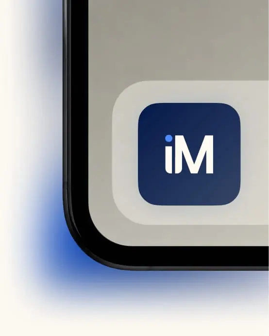 Close crop of the iMotion app icon on a phone home screen