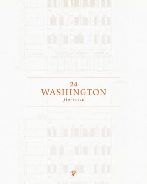 24 Washington, Florentin cover with a faint building drawing