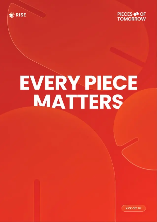 Rise poster - Every Piece Matters, white on red