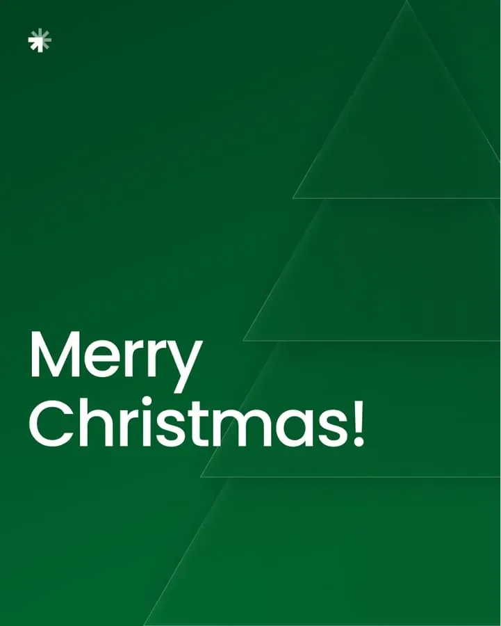 Merry Christmas card, white on green