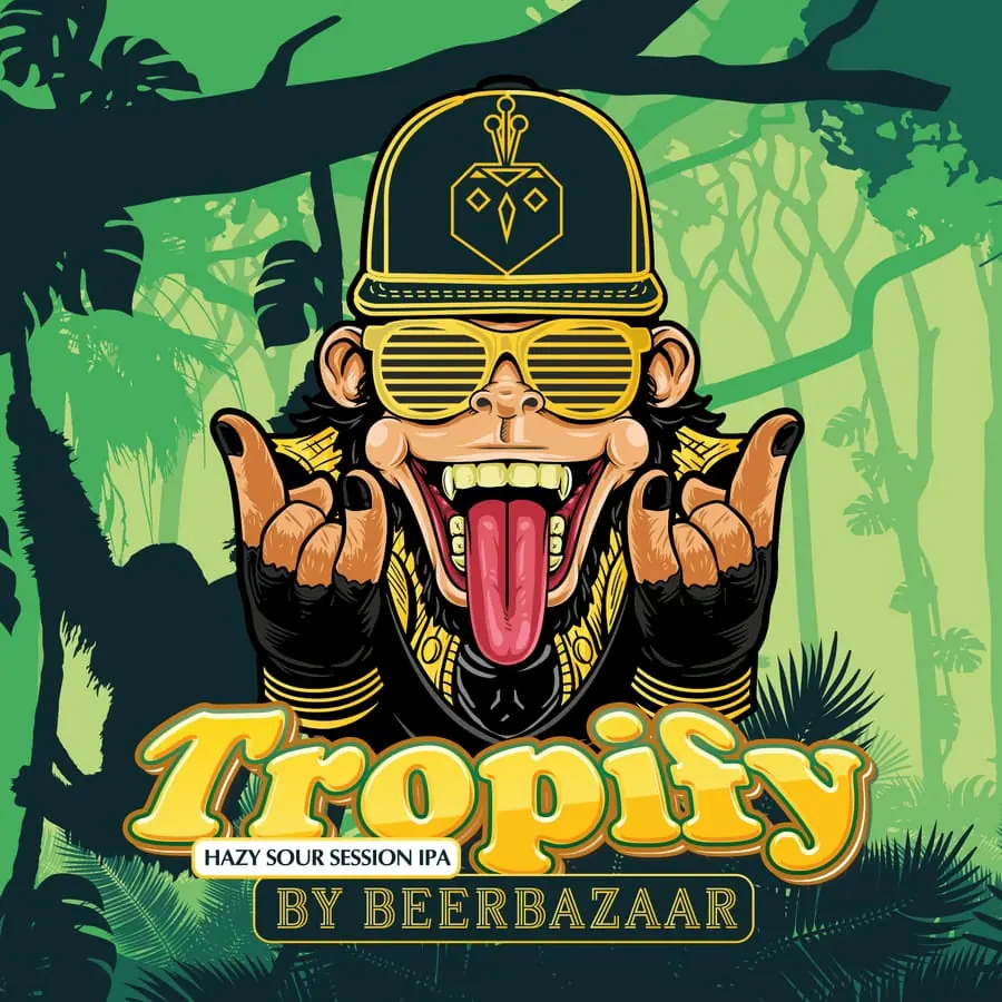 Beer label - Tropify, a monkey in a green jungle